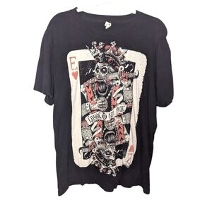 Y2K American Apparel Loyal To No One Card Skull Sword Grunge Goth shirt men L